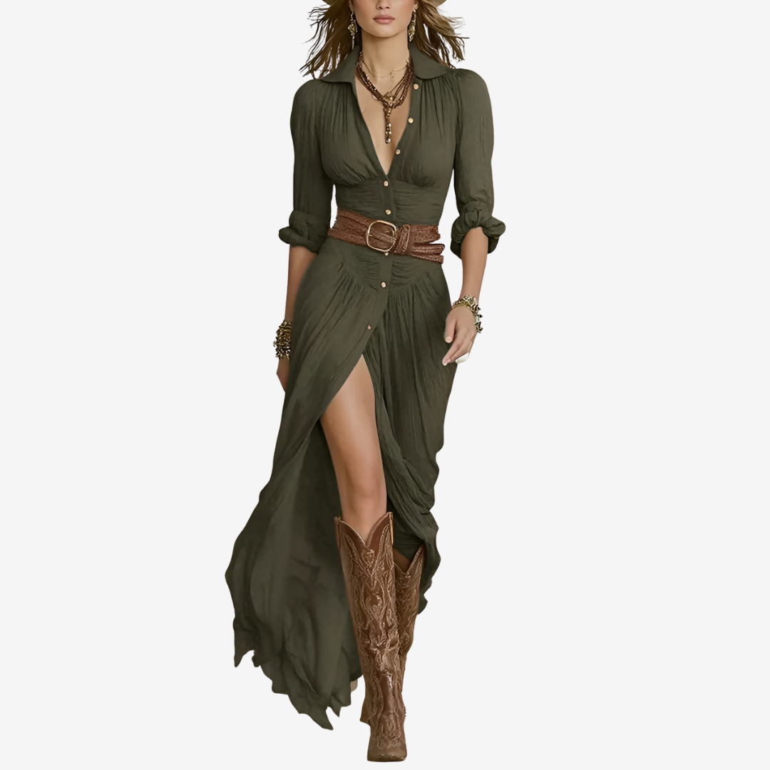 Vestido Maxi Eve™ Fluido Con Cinturón 4