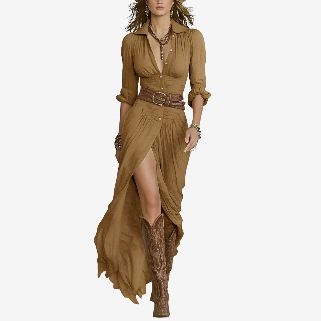 Vestido Maxi Eve™ Fluido Con Cinturón 5