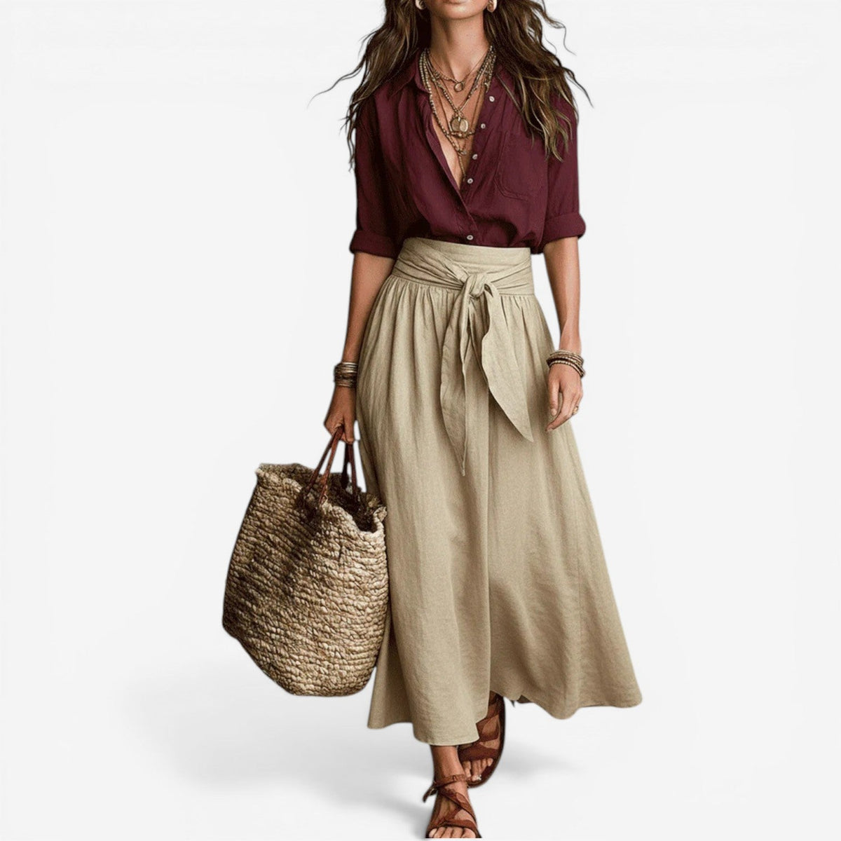 Conjunto Falda Midi Fluida Aurea 4