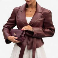 Chaqueta de Cuero Fabienne con Cinturón 1