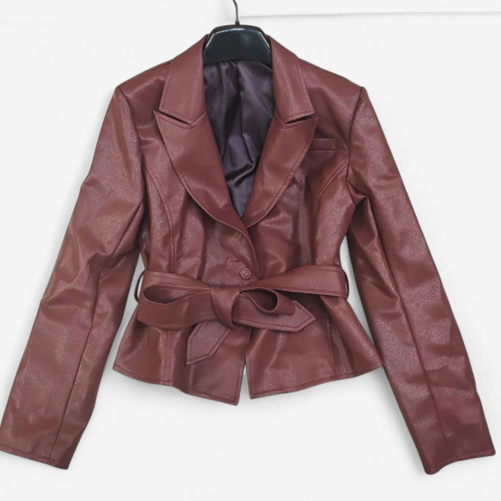 Fabienne Leather Jacket with Belt - 2