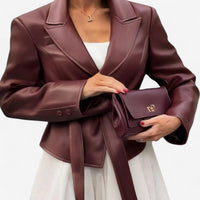 Chaqueta de Cuero Fabienne con Cinturón 3