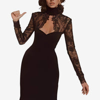 Salvacion Vestido Midi con Paneles de Encaje 1